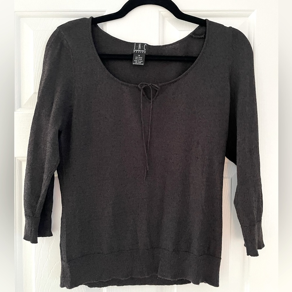 INC tie front 3/4 sleeve sweater - Petite M